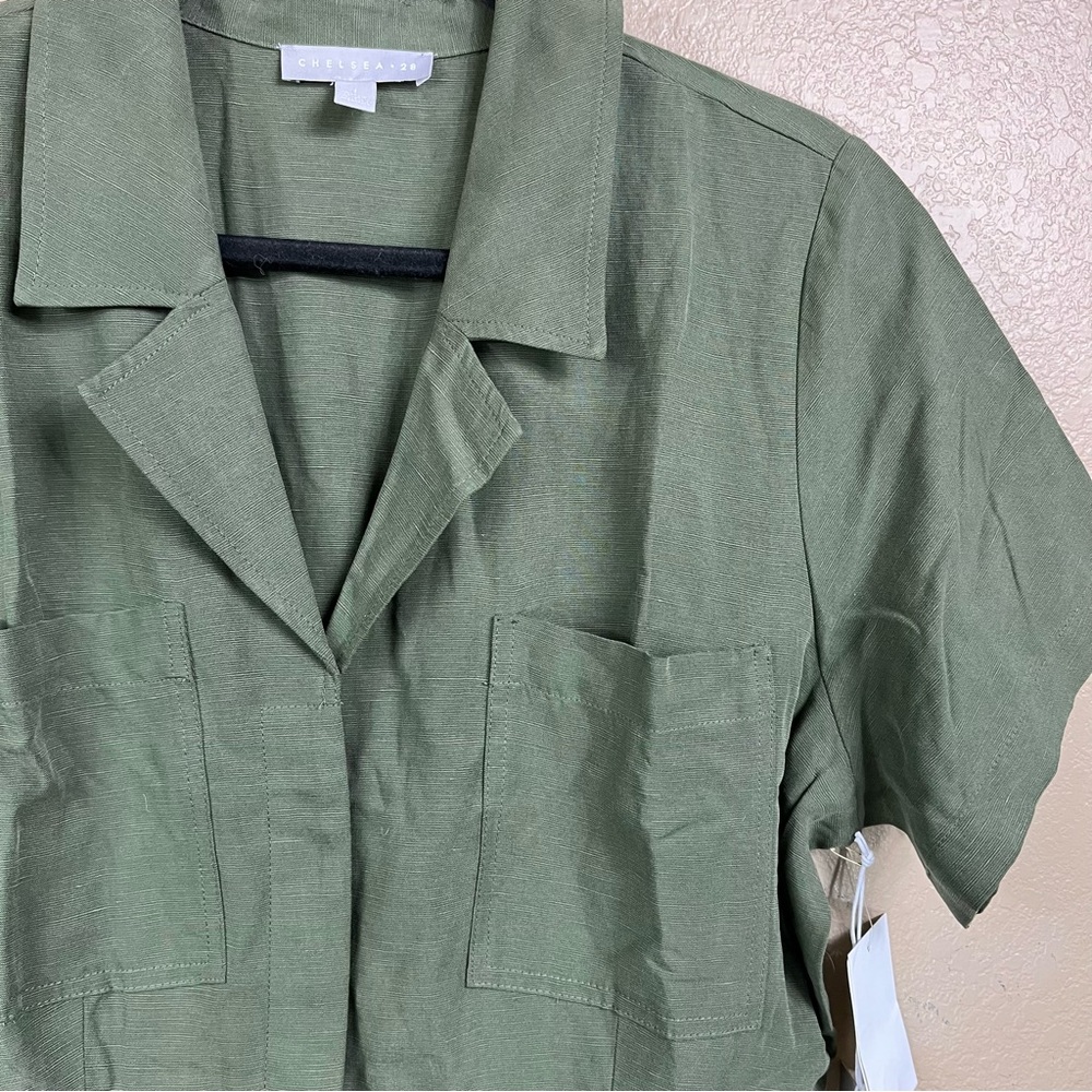 NWT Chelsea28 green wide leg utility jumpsuit - Picture 4 of 13
